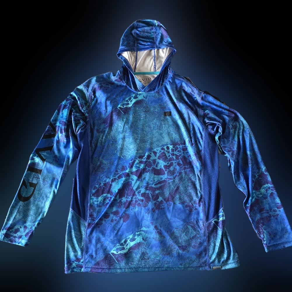 Avid Fishing Men's Realtree Kinetic Camo AVIDry Hoodie 50+ UPF Royal Wav3
